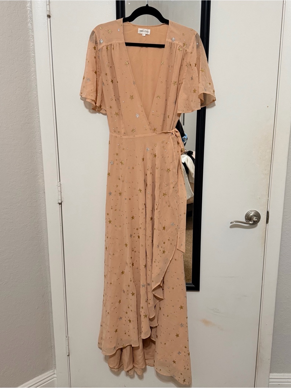 Privacy Please Blush Star-Embellished Wrap Maxi Dress